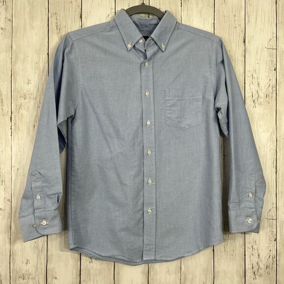 Arrow Boys Blue Long Sleeve Collared Button Up Dress School Uniform Shirt 14 - Picture 1 of 7
